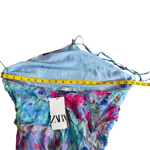 Zara ruffle printed halter midi Dress NEW - Picture 13 of 14